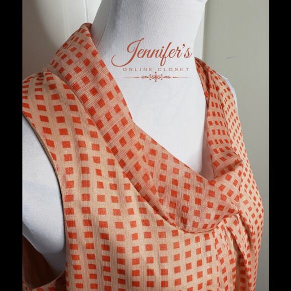 3/$30 New York & Company Women's Orange Cowl Neck Sleeveless Top - Picture 2 of 7